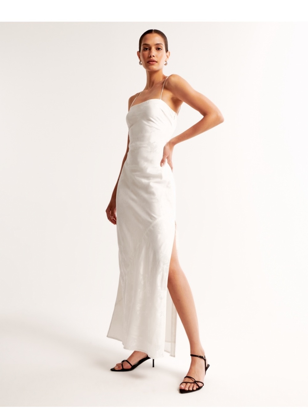 The A&F Julia Slip Satin Jacquard Maxi Dress